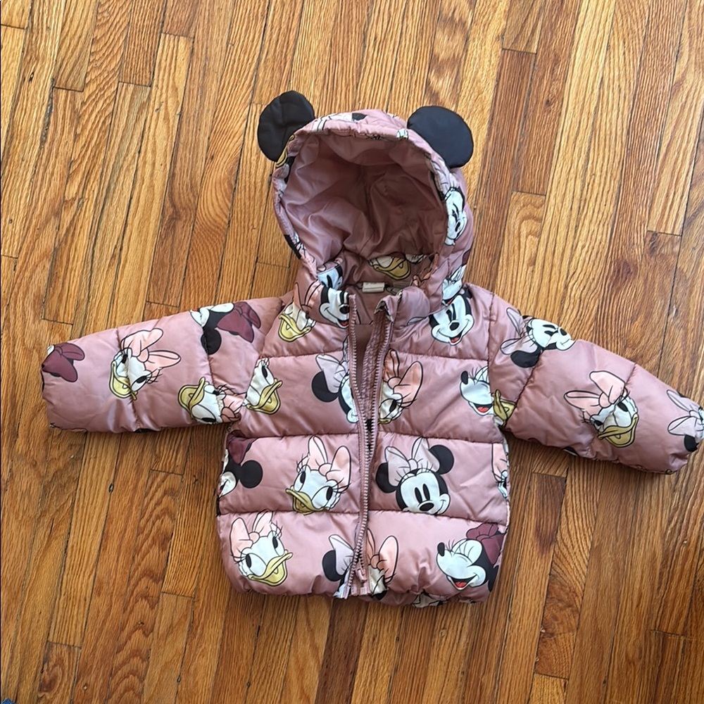 H&M Light Pink Disney Puffer Jacket